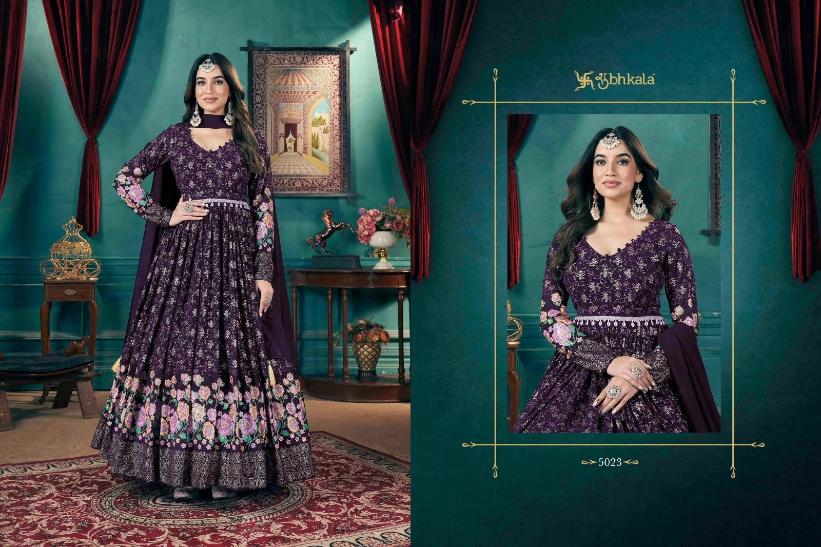 Shubhkala Flory Vol 46 Faux Georgette Wholesale Gown with Dupatta Catalog — Wholesale Kurtis, MPA wholesale from Surat - Gallery Image 2